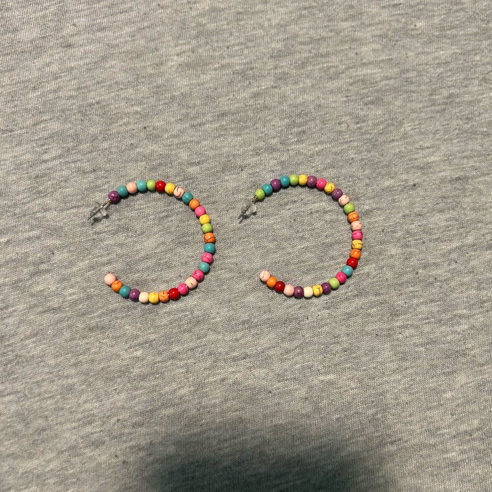 Colorful Beaded Hoops